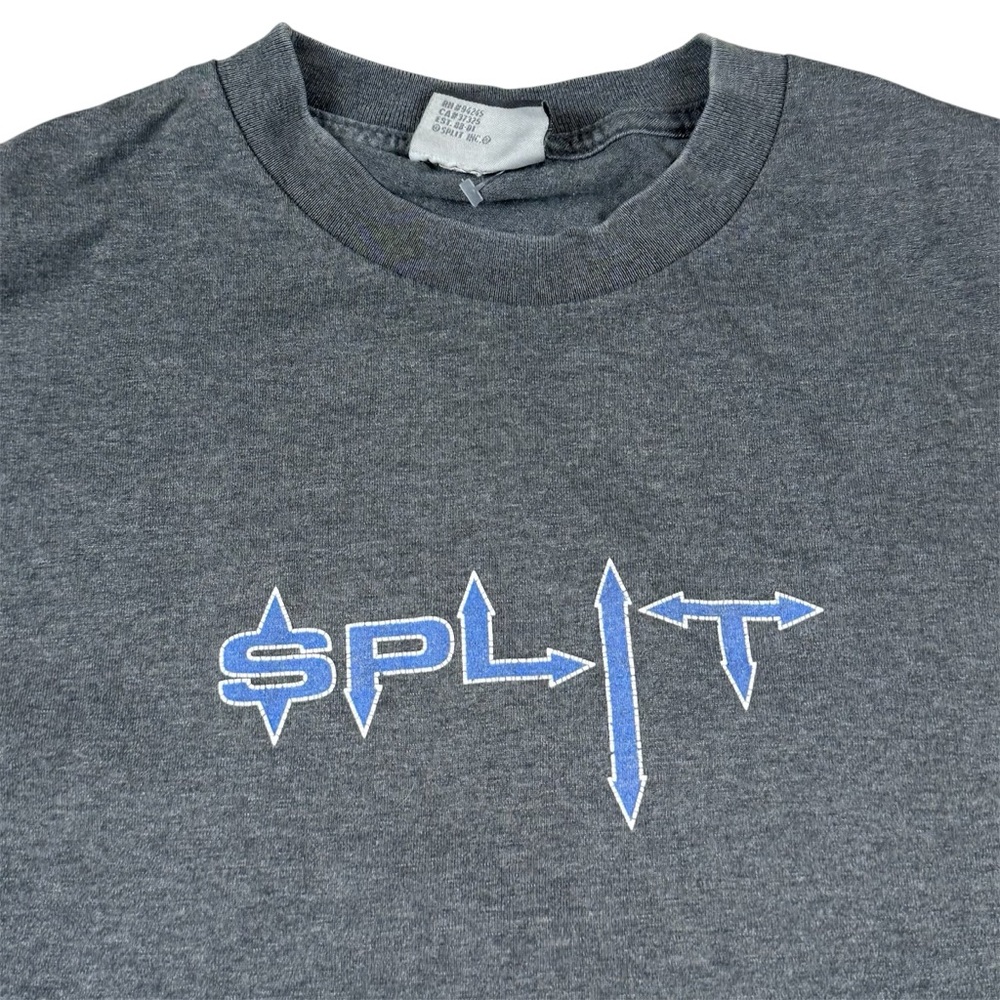 Vintage Y2k Split Skateboard Logo Spell Out T-shirt Grey Blue Surf Mens Large